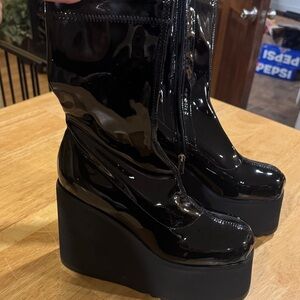 Glossy Black Platform Boots